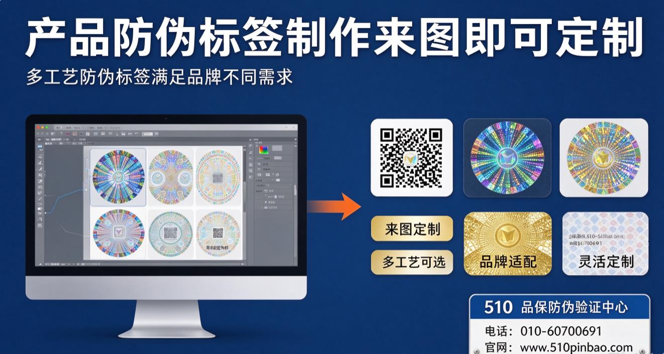 产品防伪标签制作来图即可定制，多工艺防伪标签满足品牌不同需求