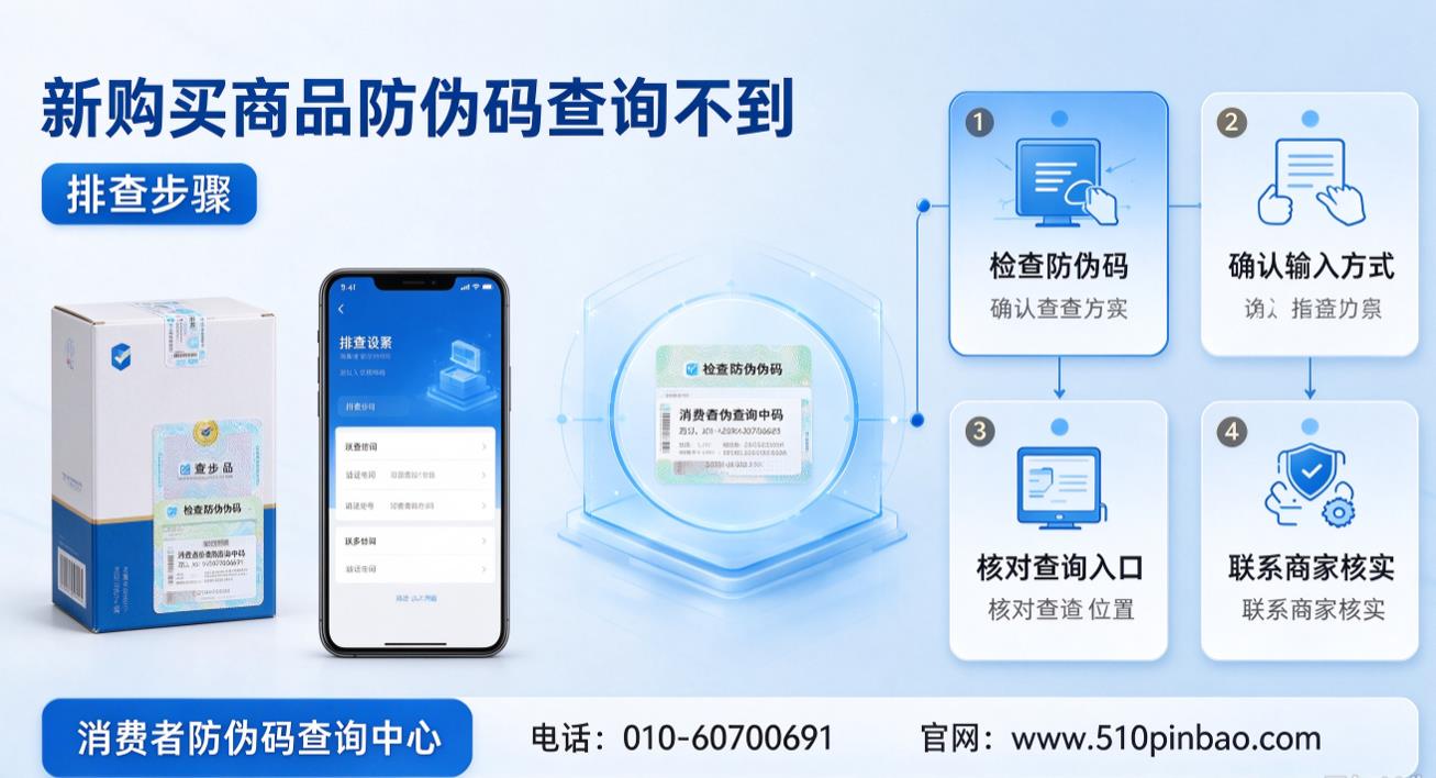 新购买商品防伪码查询不到，排查步骤