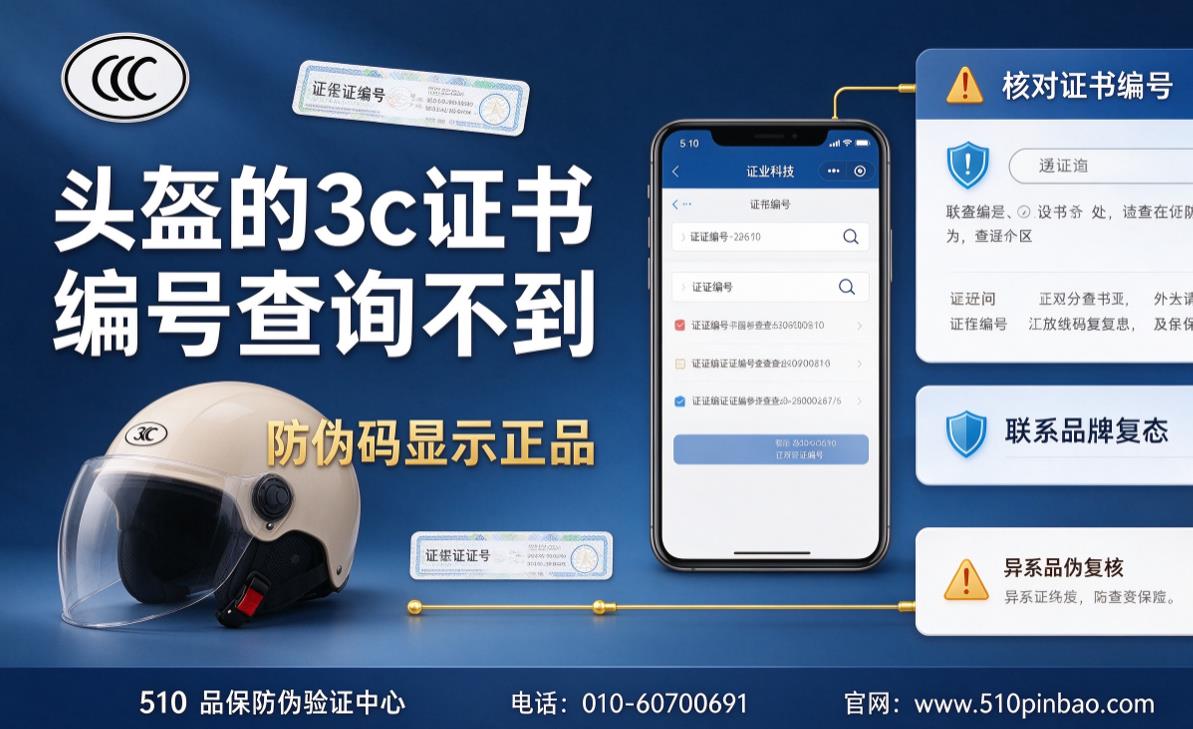 头盔的3C证书编号查询不到，防伪码显示正品是怎么回事？