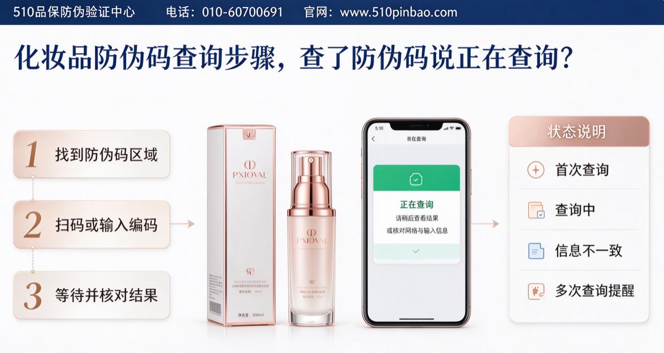 化妆品防伪码查询步骤，查了防伪码说正在查询？